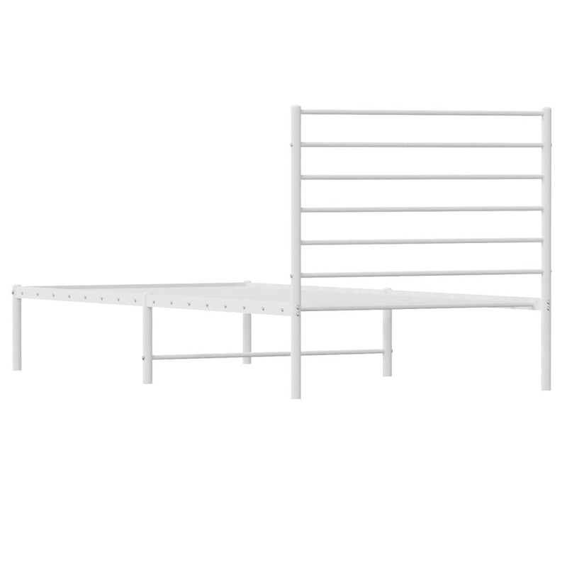 Metal Bed Frame without Mattress with Headboard White 90x200cm