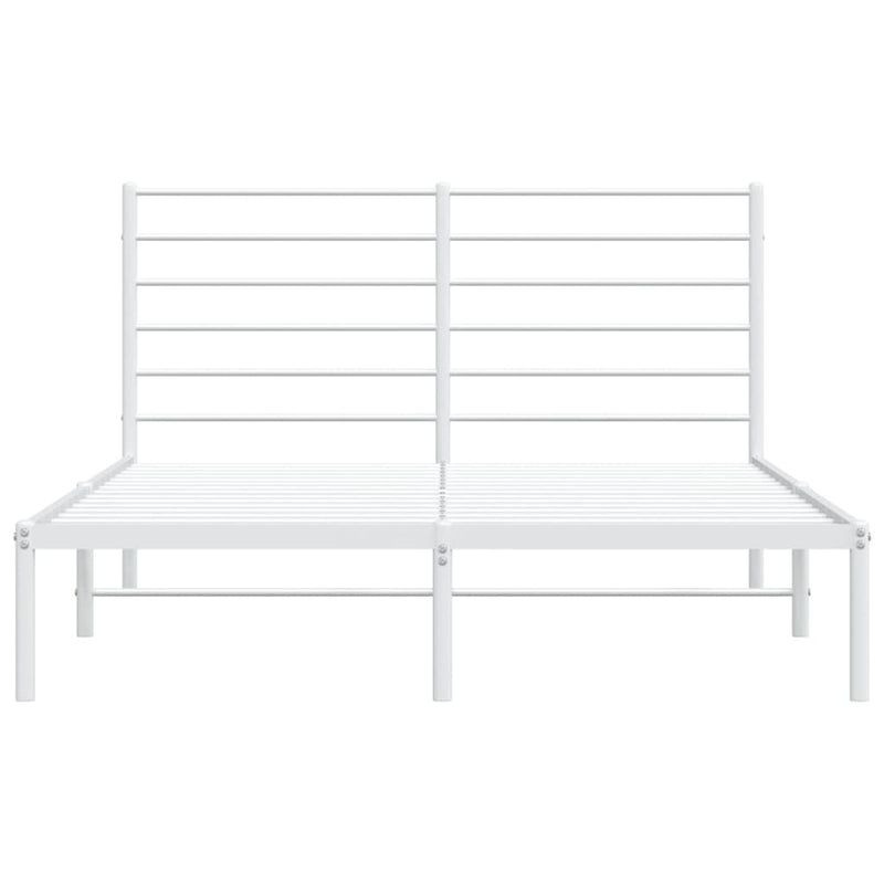 Metal Bed Frame without Mattress with Headboard White 150x200cm