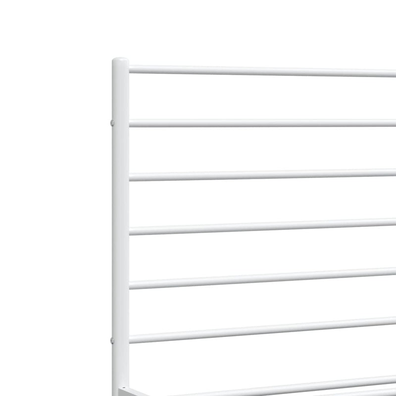 Metal Bed Frame without Mattress with Headboard White 150x200cm