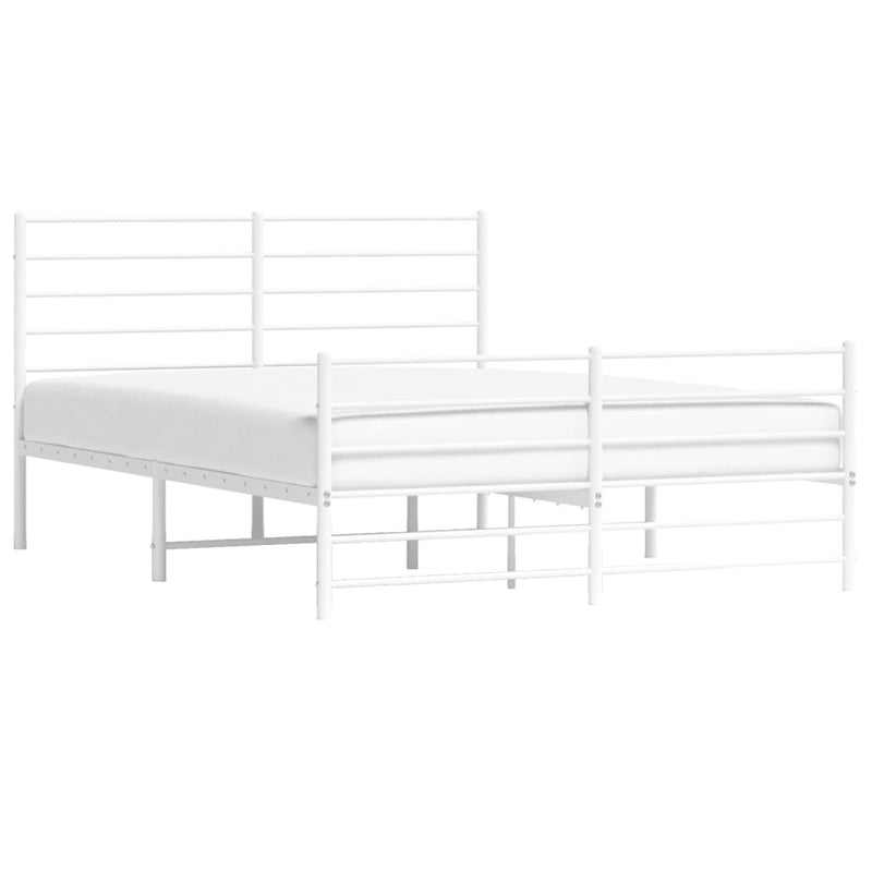 Metal Bed Frame without Mattress with Footboard White 140x190cm