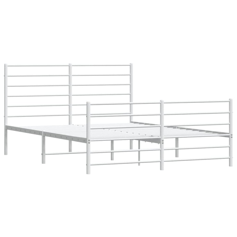 Metal Bed Frame without Mattress with Footboard White 140x190cm