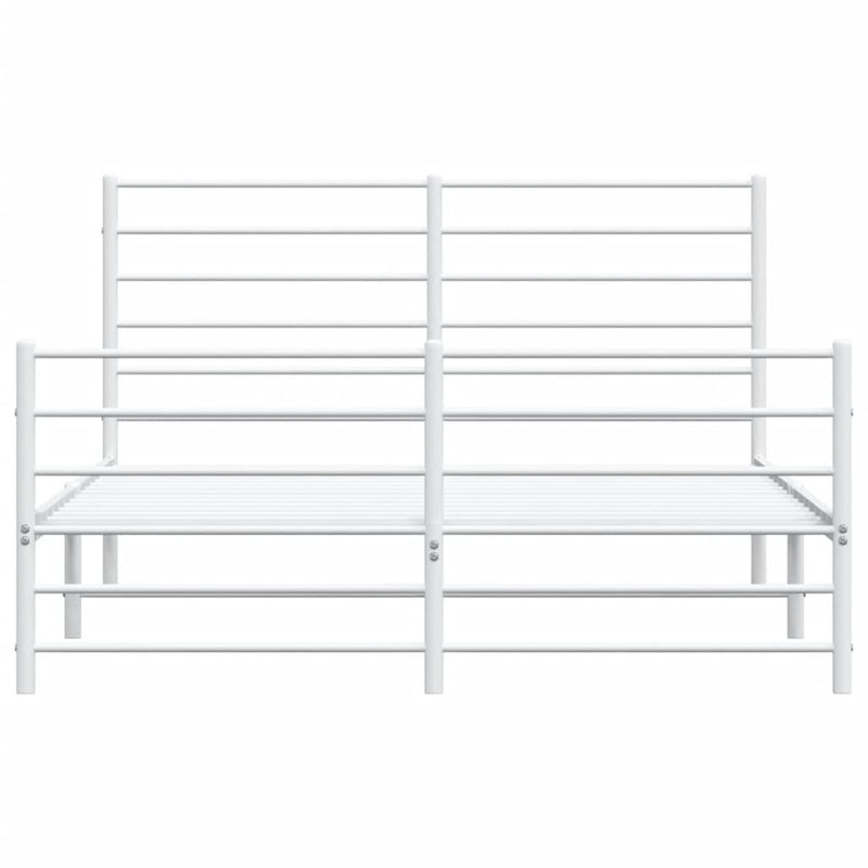 Metal Bed Frame without Mattress with Footboard White 140x190cm