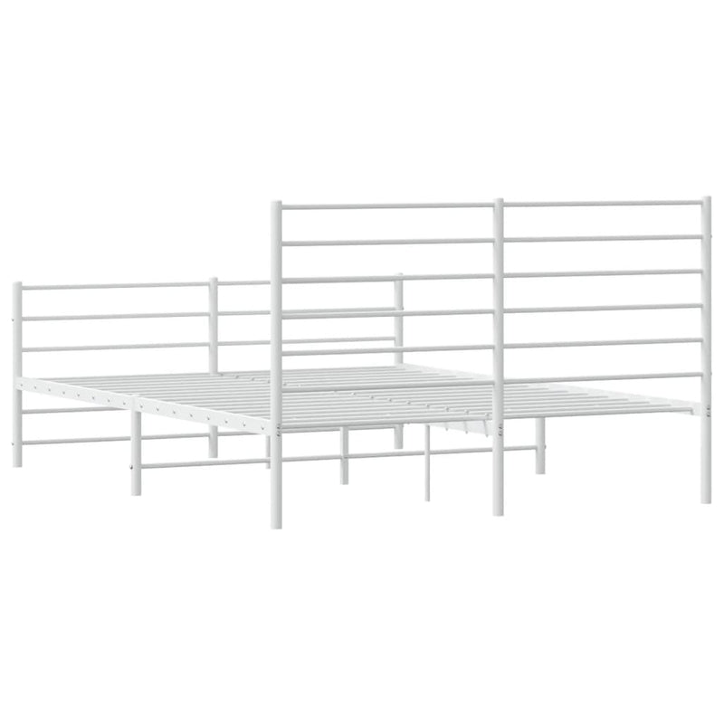 Metal Bed Frame without Mattress with Footboard White 140x190cm