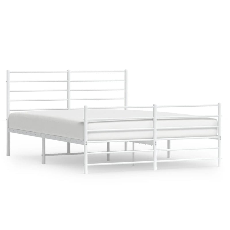 Metal Bed Frame without Mattress with Footboard White 160x200cm