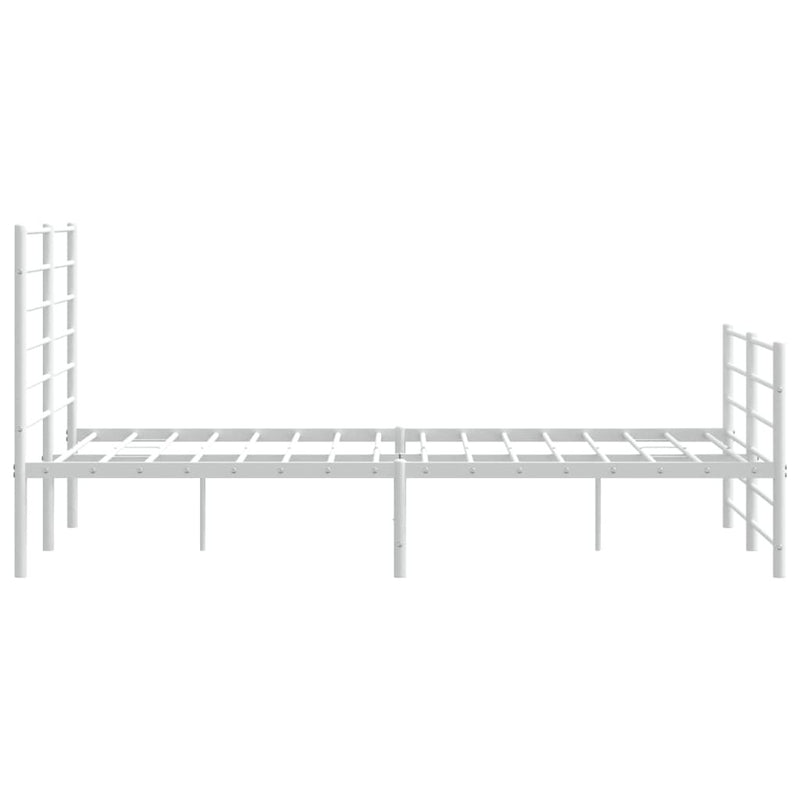 Metal Bed Frame without Mattress with Footboard White 160x200cm