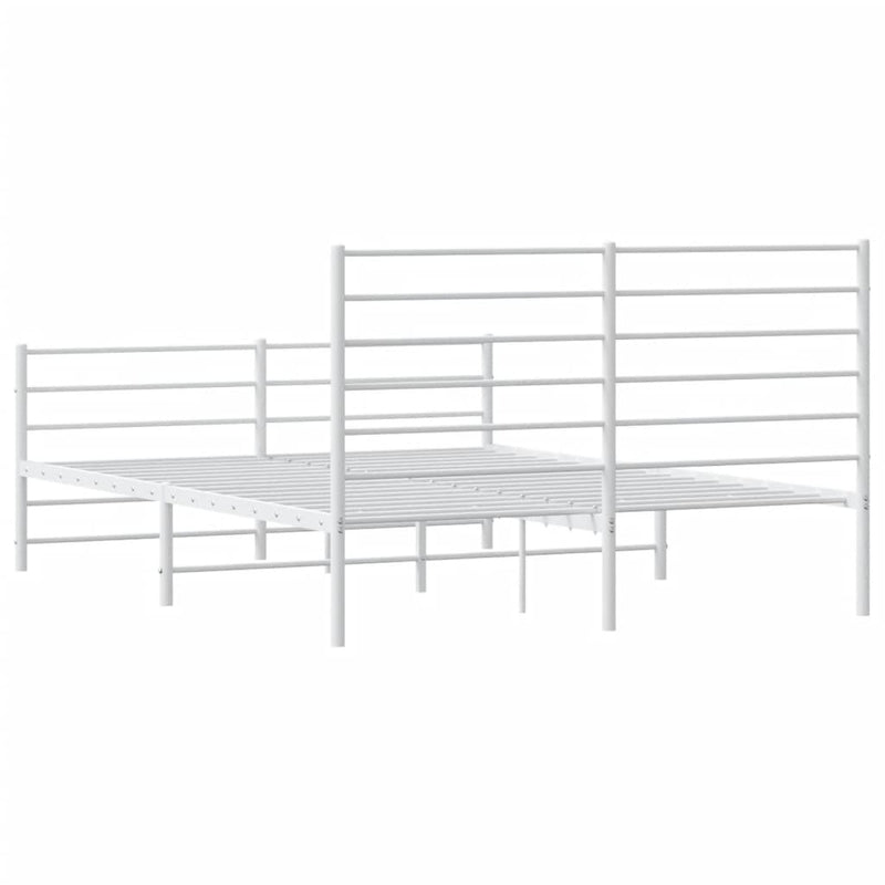 Metal Bed Frame without Mattress with Footboard White 160x200cm