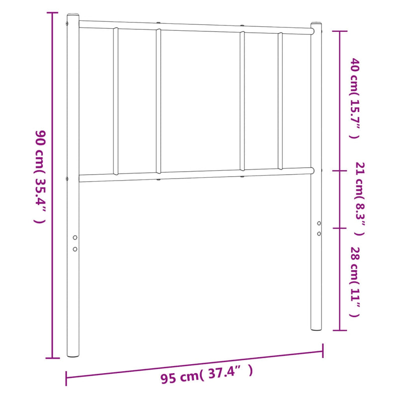 Metal Headboard Black 90 cm