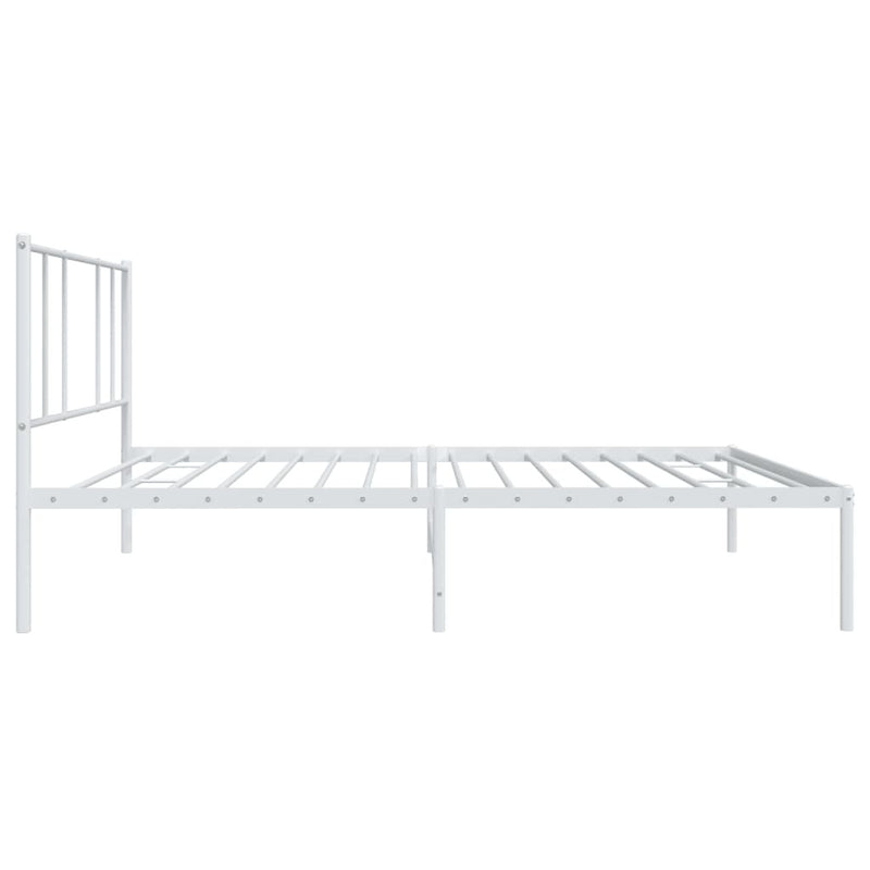 Metal Bed Frame without Mattress with Headboard White 75x190cm