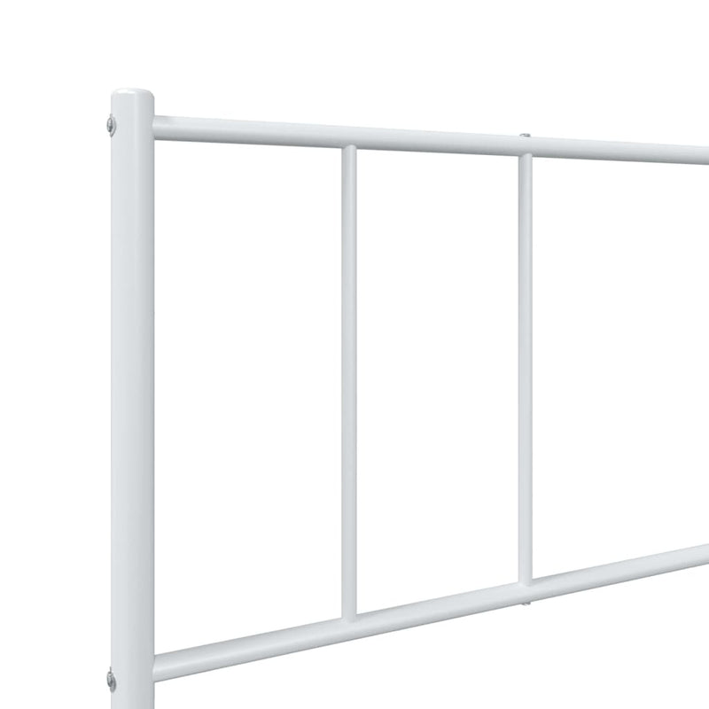 Metal Bed Frame without Mattress with Headboard White 75x190cm