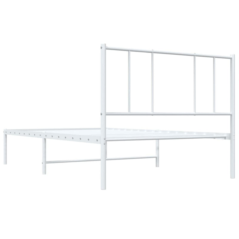 Metal Bed Frame without Mattress with Headboard White 90x190cm