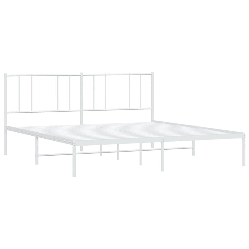 Metal Bed Frame without Mattress with Headboard White 200x200cm