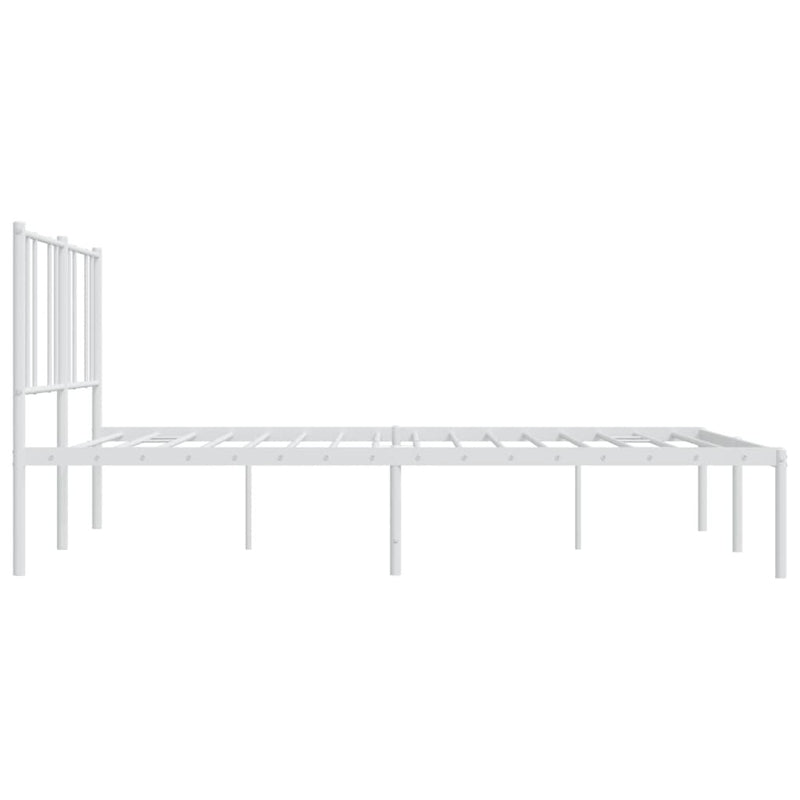 Metal Bed Frame without Mattress with Headboard White 200x200cm