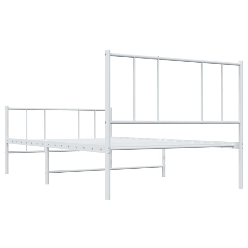 Metal Bed Frame without Mattress with Footboard White 75x190cm