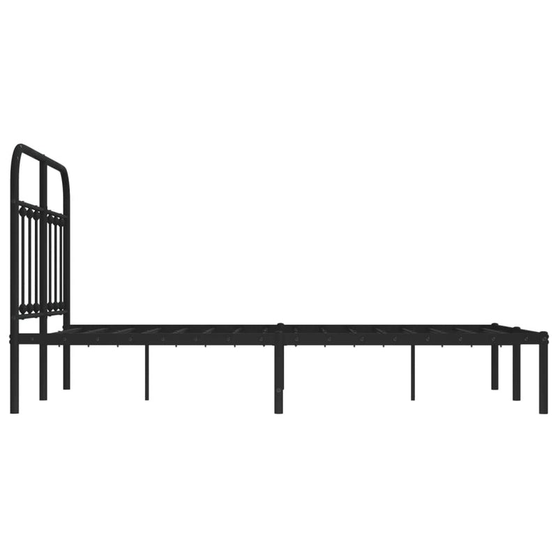 Metal Bed Frame without Mattress with Headboard Black 120x200cm