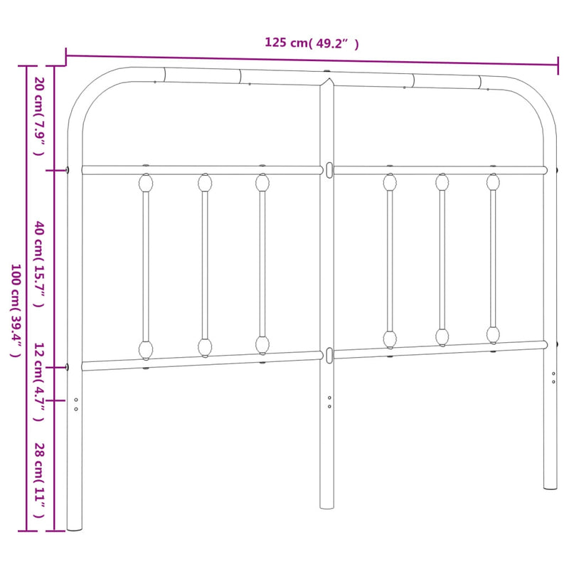 Metal Headboard Black 120 cm