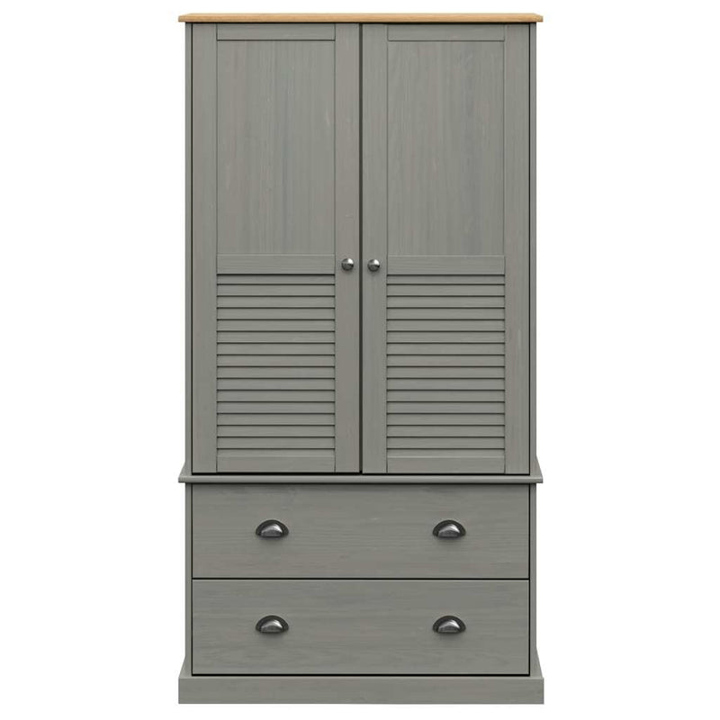 Wardrobe VIGO Grey 90x55x170 cm Solid Wood Pine