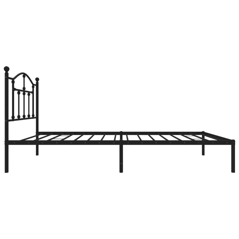 Metal Bed Frame without Mattress with Headboard Black 90x190cm