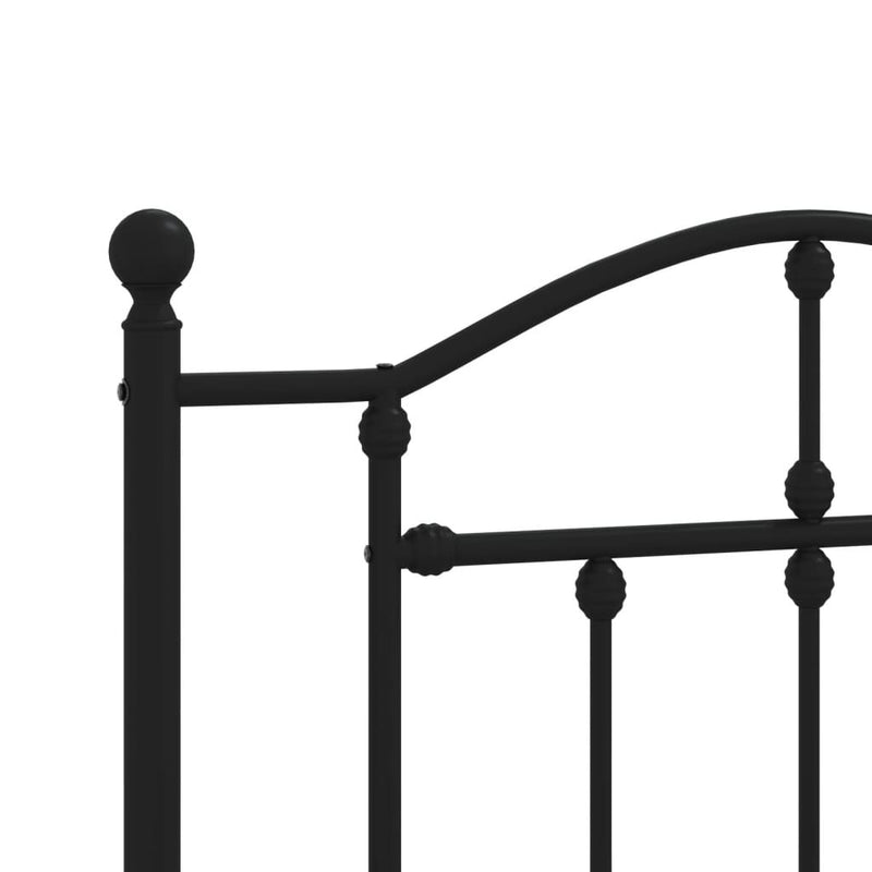 Metal Bed Frame without Mattress with Headboard Black 90x190cm