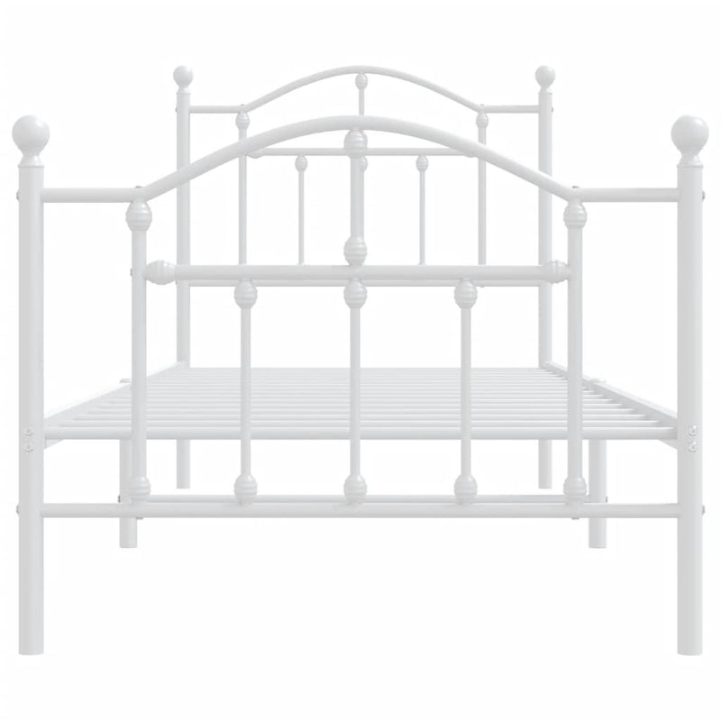 Metal Bed Frame without Mattress with Footboard White 80x200cm