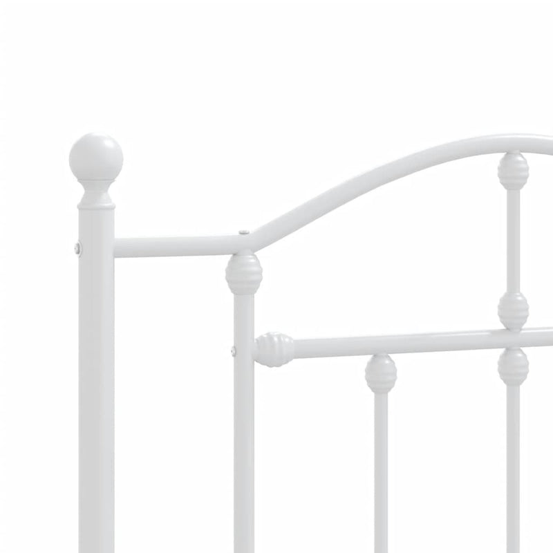 Metal Bed Frame without Mattress with Footboard White 80x200cm