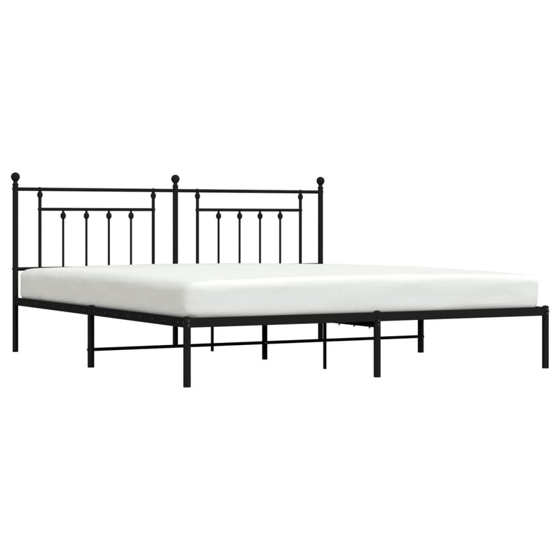 Metal Bed Frame without Mattress with Headboard Black 200x200cm