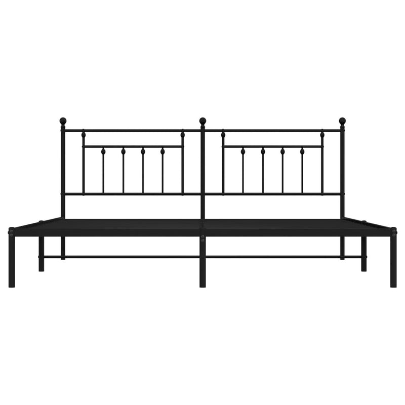 Metal Bed Frame without Mattress with Headboard Black 200x200cm