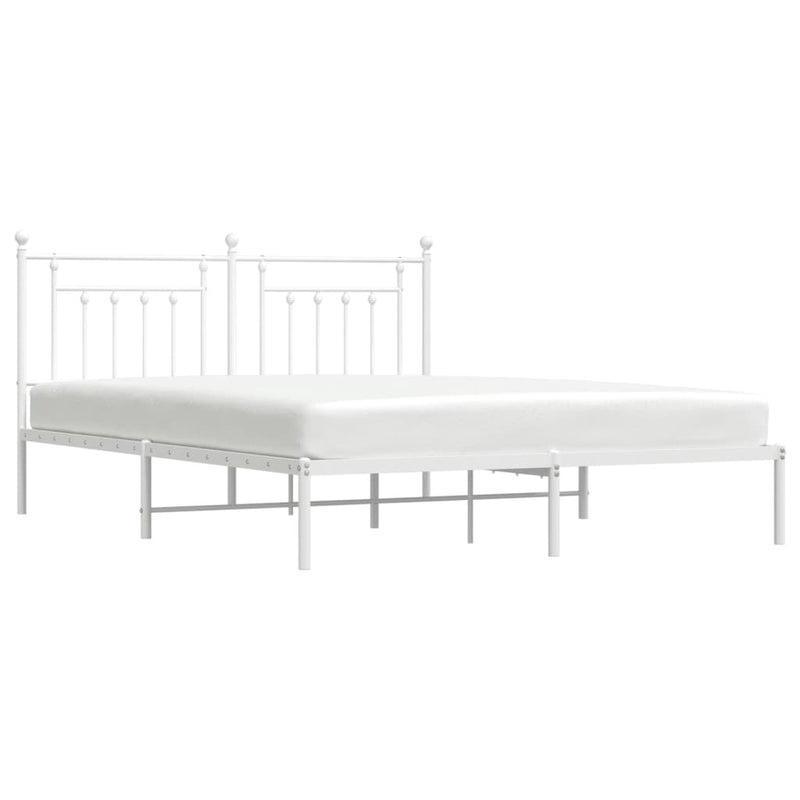 Metal Bed Frame without Mattress with Headboard White 183x213cm