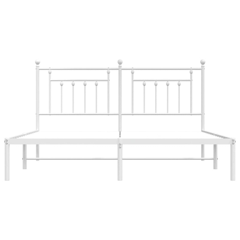 Metal Bed Frame without Mattress with Headboard White 183x213cm