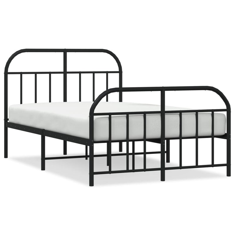 Metal Bed Frame without Mattress with Footboard Black 120x200cm