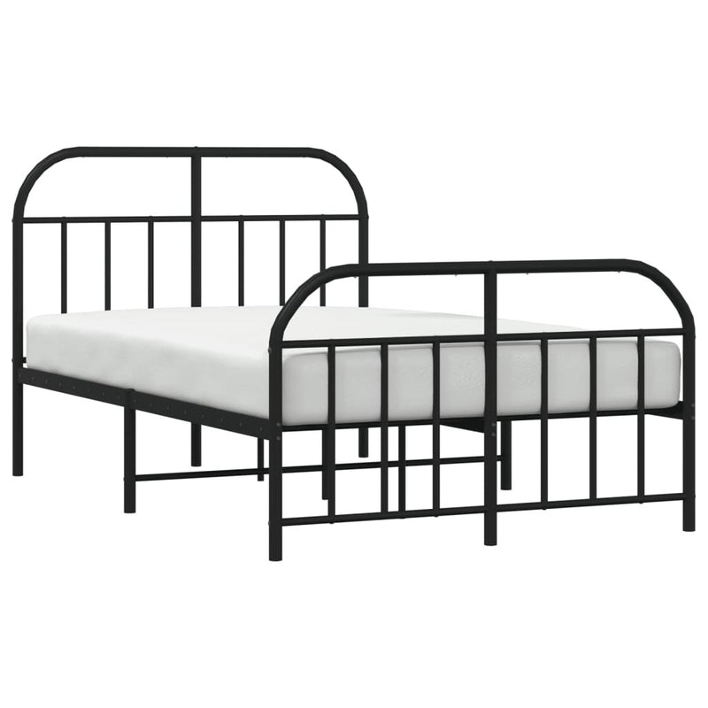 Metal Bed Frame without Mattress with Footboard Black 120x200cm