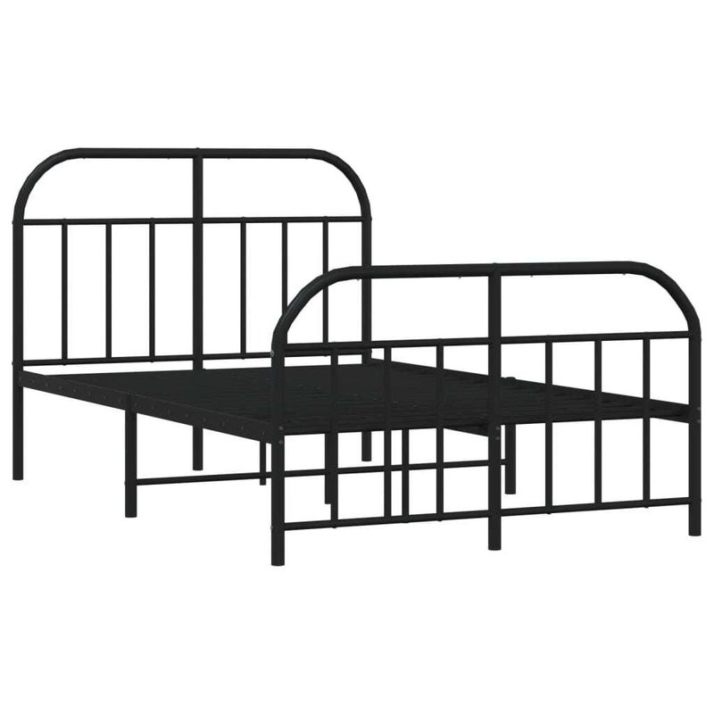 Metal Bed Frame without Mattress with Footboard Black 120x200cm