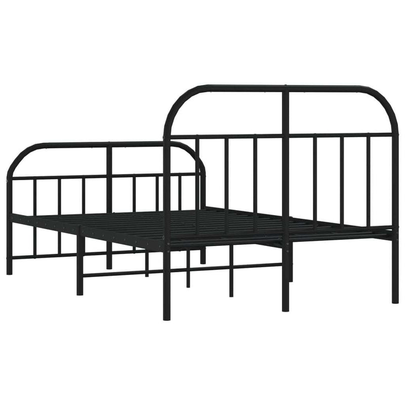 Metal Bed Frame without Mattress with Footboard Black 120x200cm