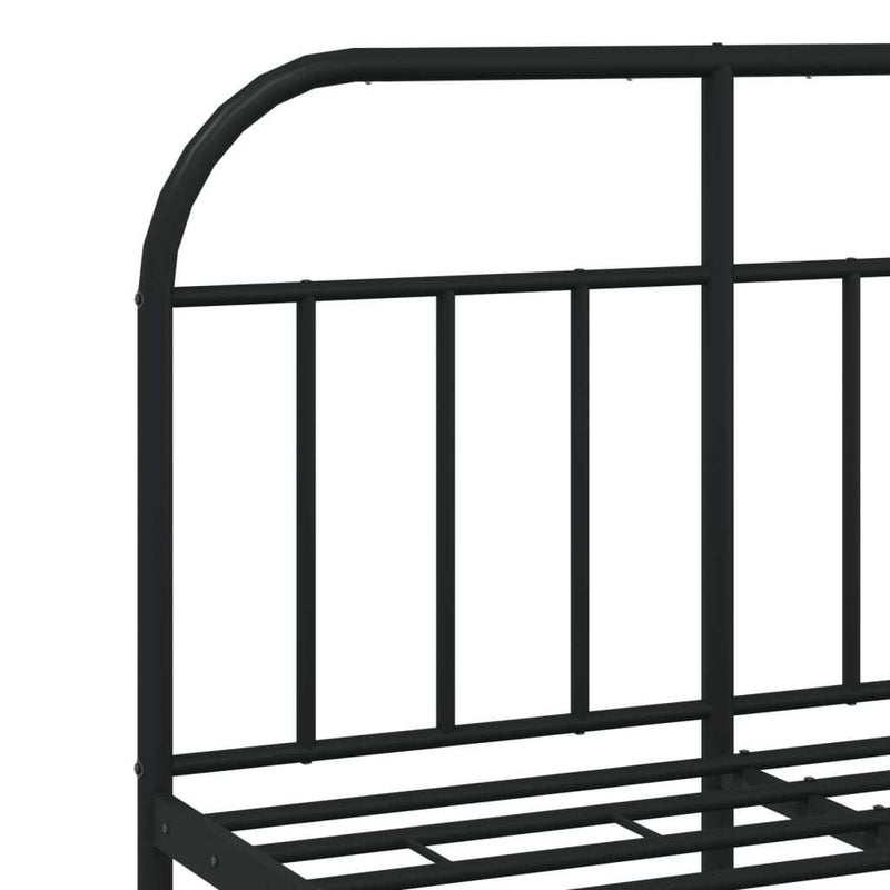 Metal Bed Frame without Mattress with Footboard Black 120x200cm