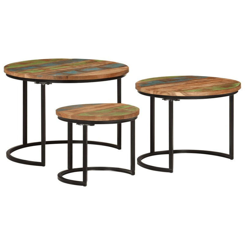 Nesting Tables 3 pcs Solid Wood Reclaimed