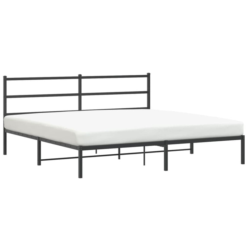 Metal Bed Frame without Mattress with Headboard Black 183x213cm