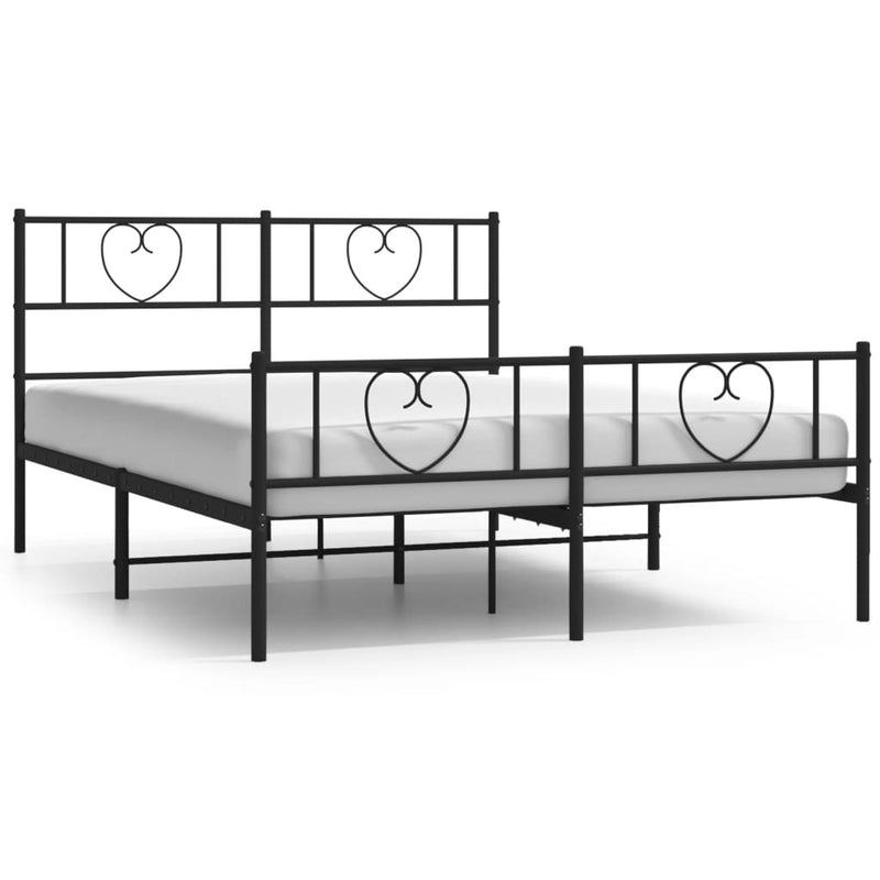 Metal Bed Frame without Mattress with Footboard Black 120x200cm