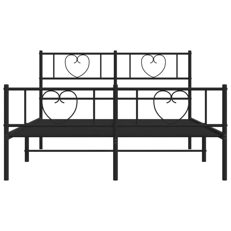 Metal Bed Frame without Mattress with Footboard Black 120x200cm