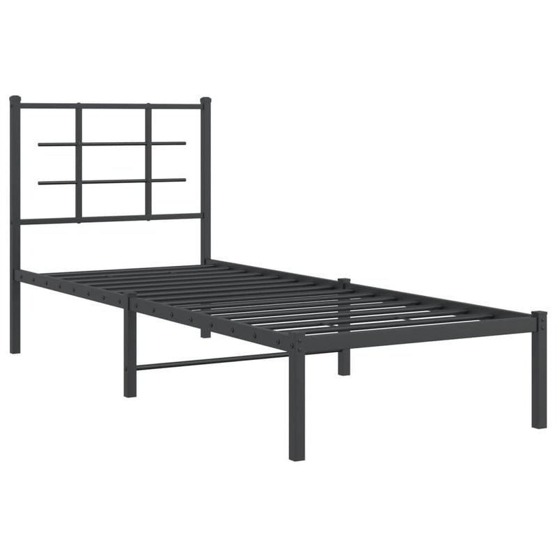 Metal Bed Frame without Mattress with Headboard Black 80x200cm