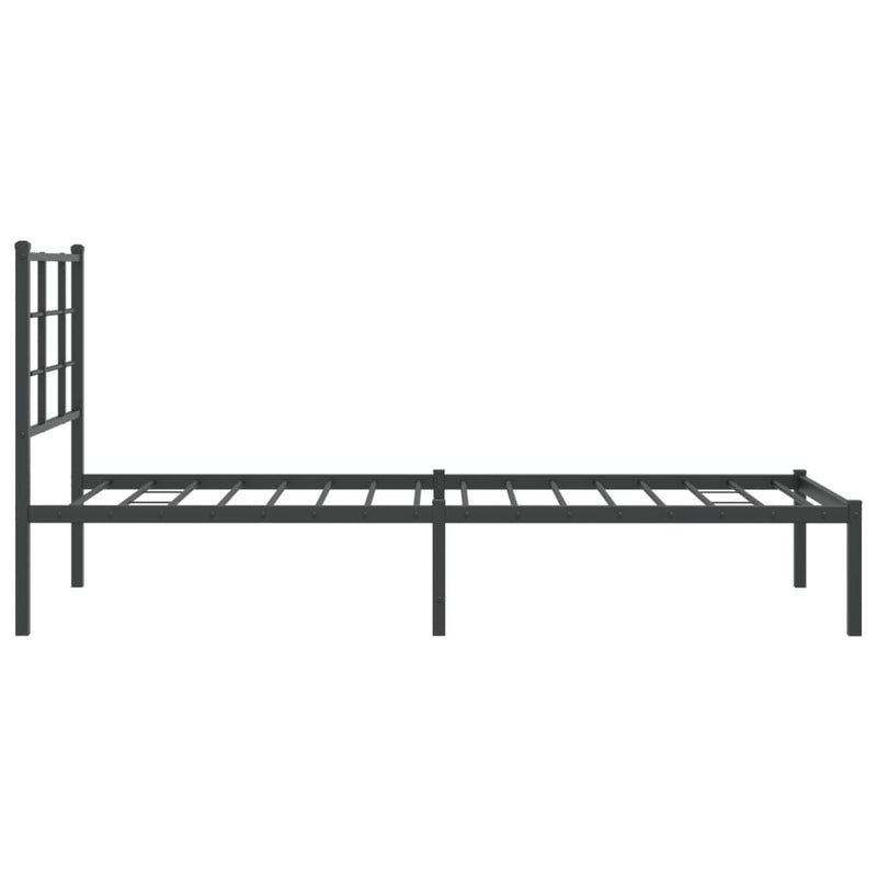 Metal Bed Frame without Mattress with Headboard Black 80x200cm