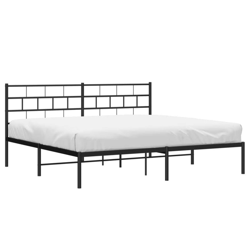 Metal Bed Frame without Mattress with Headboard Black 183x213cm