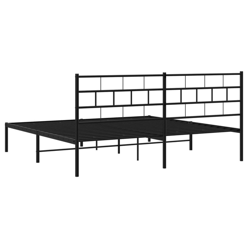 Metal Bed Frame without Mattress with Headboard Black 183x213cm