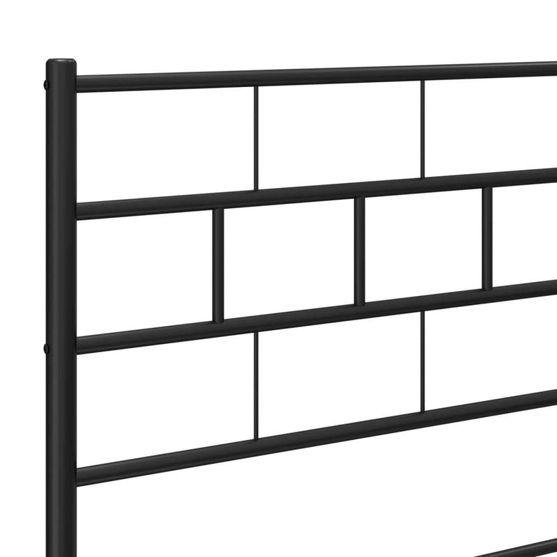 Metal Bed Frame without Mattress with Headboard Black 183x213cm