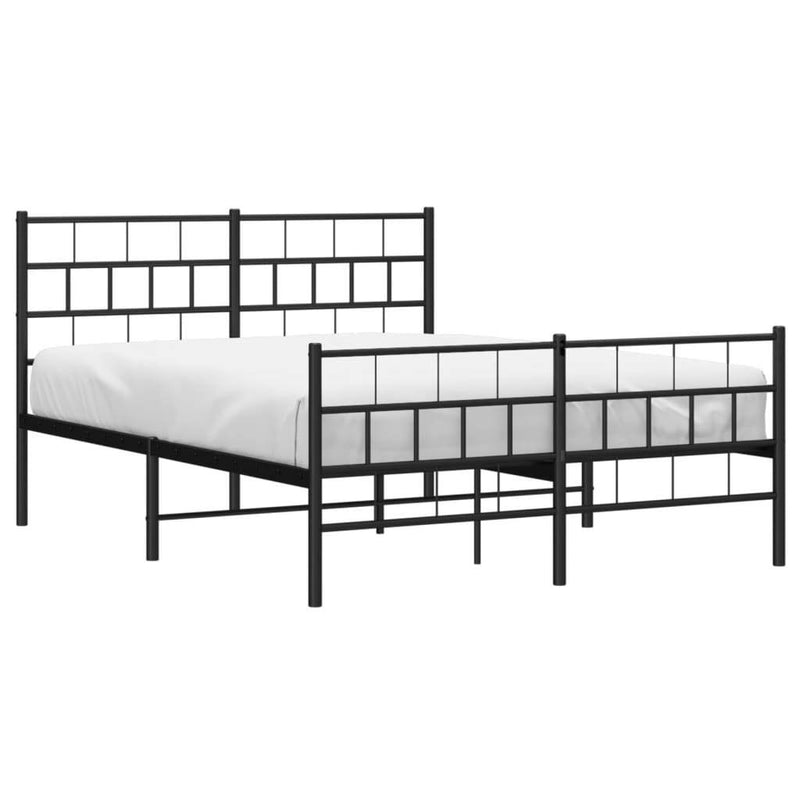 Metal Bed Frame without Mattress with Footboard Black 140x190cm