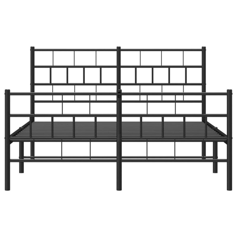 Metal Bed Frame without Mattress with Footboard Black 140x190cm