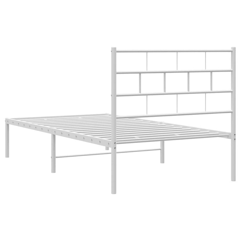 Metal Bed Frame without Mattress with Headboard White 90x190cm