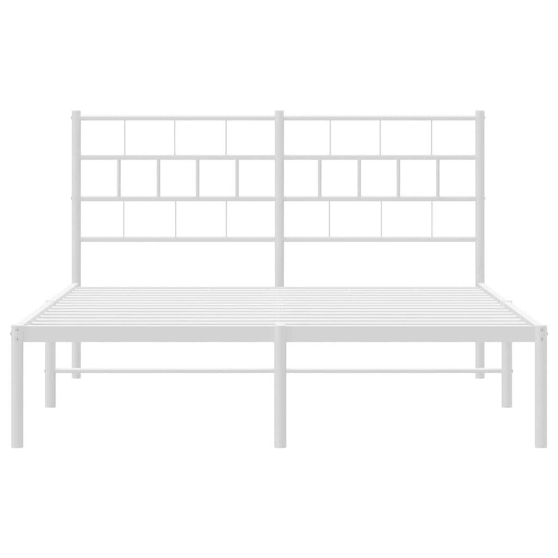 Metal Bed Frame without Mattress with Headboard White 135x190cm