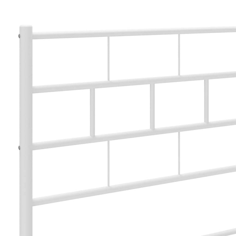 Metal Bed Frame without Mattress with Headboard White 135x190cm