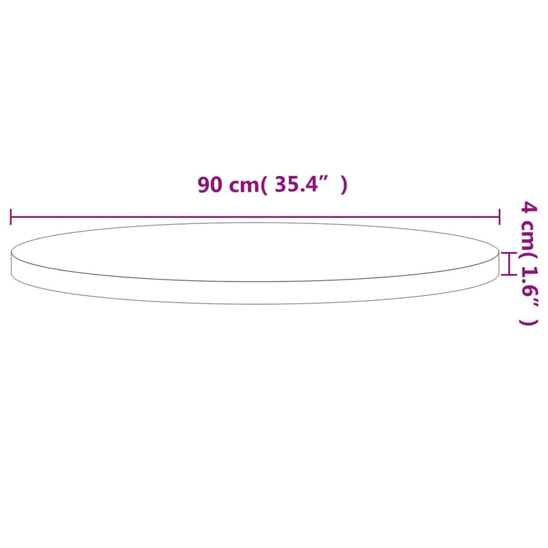 Table Top 90x4 cm Round Solid Wood Beech