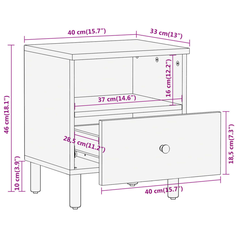 Bedside Cabinet 40x33x46 cm Solid Wood Mango