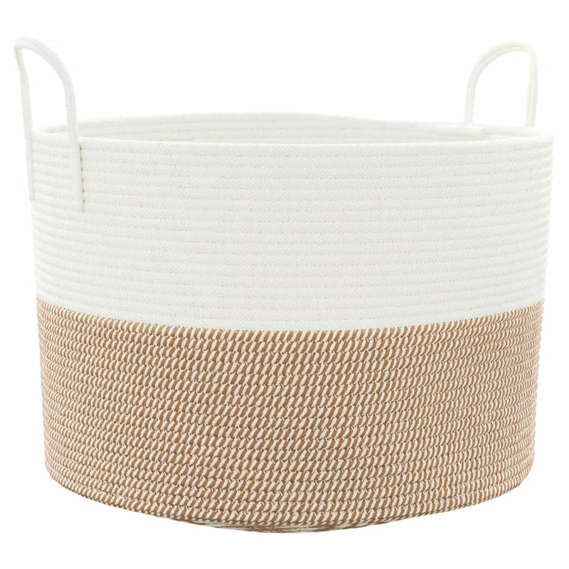 Storage Basket Brown and White 51x33 cm Cotton